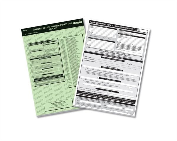 Regin REGP55 Gas Warning Notice Advice Do Not Use Report Pad