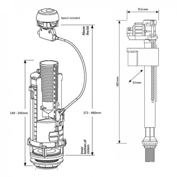 Siamp 37998007 Optima 50 Cistern Refurbishment Kit With Dual Flush 