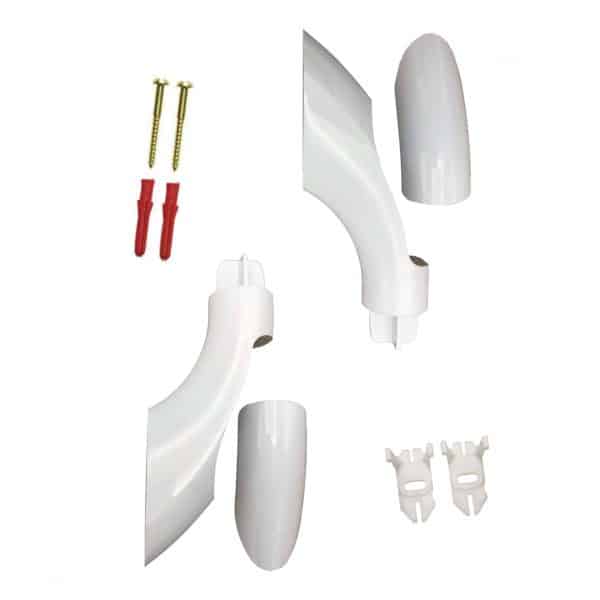 Aqualisa 215011 white shower rail end assembly pair