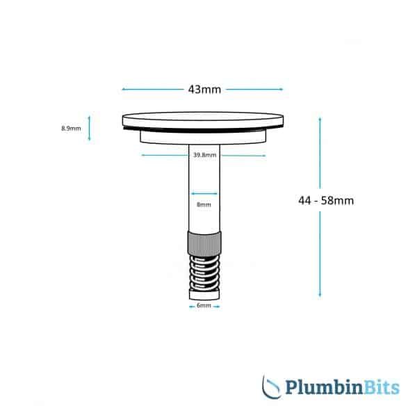Ideal Standard Plug E960436NU Measurements
