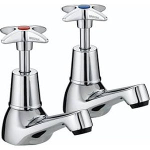 Bristan VAX 1/2 C Cross Top Basin Pillar Taps Chrome