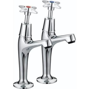 Bristan VAX HNK C Cross Top High Neck Sink Pillar Taps Chrome