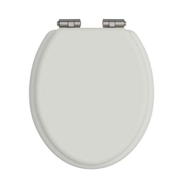 Heritage Chantilly TSCHA103SC wood toilet seat with brushed nickel soft close hinges