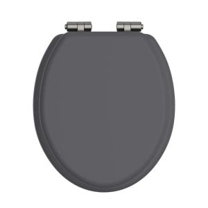 Heritage TSGRA101SSC Graphite wood toilet seat with chrome soft close hinges