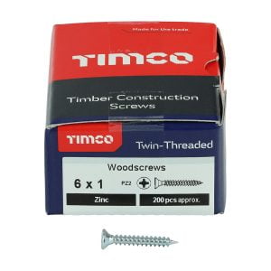 Timco 00061CWZ Posi Drive CSK Steel Woodscrew ZP 6x1"