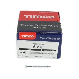 Timco Posi Drive CSK Steel Woodscrew ZP 6x2" 00062CWZ box