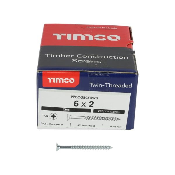 Timco Posi Drive CSK Steel Woodscrew ZP 6x2" 00062CWZ box