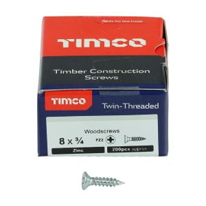 Timco Posi Drive CSK Steel Woodscrew ZP 8x3/4" 00834CWZ