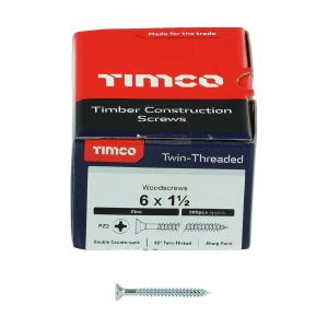 Timco 06112CWZ Pozi double countersunk zinc plated woodscrews box