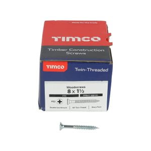 Timco 08112CWZ Twin-Thread Pozidriv CSK Woodscrews