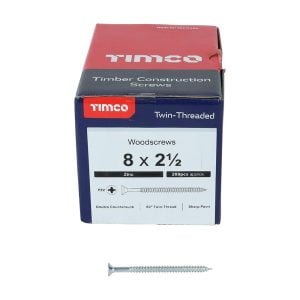 Timco 08212CWZ PosiDrive CSK steel woodscrew ZP 8x2 1/2"