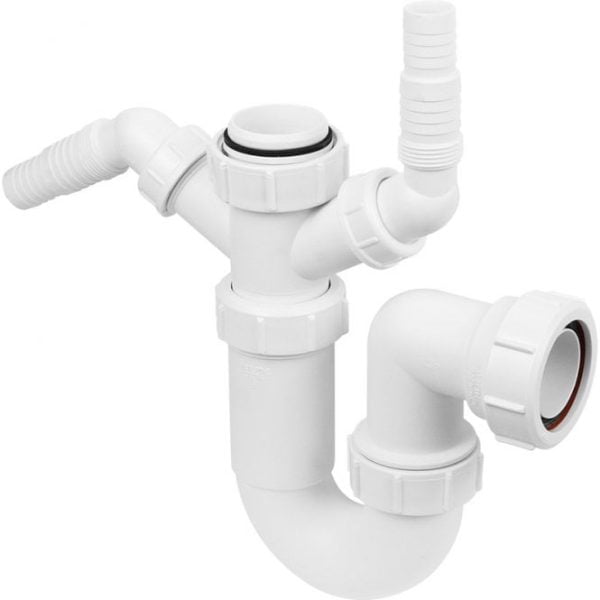 McAlpine WM11 1½" P Sink Trap with Twin 135° Domestic Appliance Nozzles