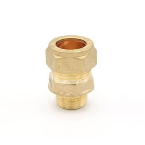 PlumbinBits 15mm Compression x 3/8" BSP Male Iron Thread Adapter