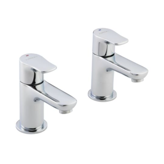 Instinct 4E1281 Elion Chrome Bath Pillar Tap Pair – Brass Bathroom Taps