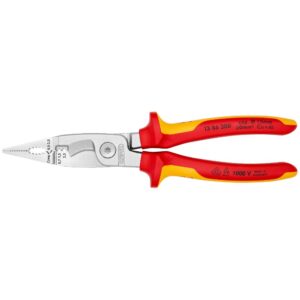 Knipex 13 86SB Pliers For Electrical Installation Insulated With Multi-Component Grips, VDE-Tested Chrome-Plated Flat Jaws 200mm Ø 15mm / 50mm²