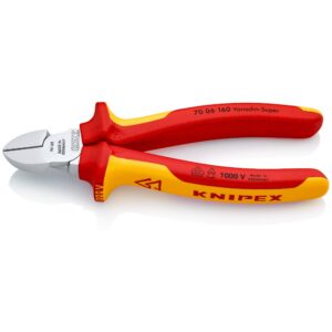 Knipex 70 06SB Diagonal Cutter Insulated with Multi-Component Grips, VDE-Tested Chrome-Plated 160mm Cutting Edges with Bevel