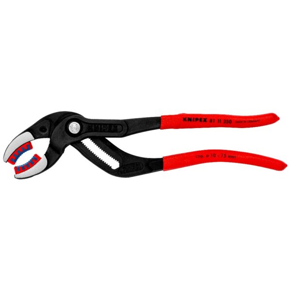 Knipex 81 11SB Siphon and Connector Pliers with Non-Slip Plastic Coating Black Atramentized Polished 250mm Ø 10 – 75 mm