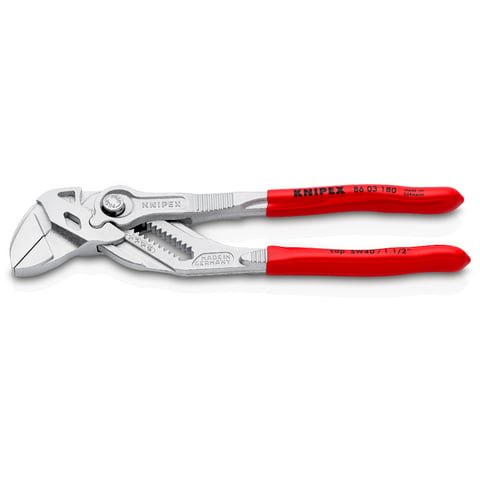 Knipex 86 03SB Pliers Wrench Pliers and a Wrench in a Single Tool Plastic Coated Chrome-Plated 180mm