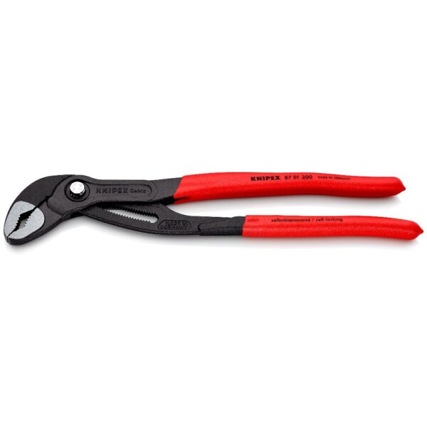 Knipex 87 01SB Cobra® High-Tech Water Pump Pliers with Non-Slip Plastic Coating Grey Atramentized Polished 300mm