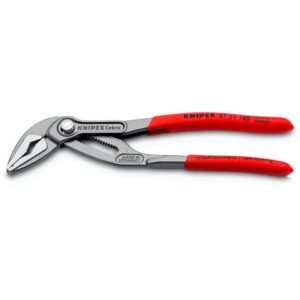 Knipex 87 51SB Cobra® ES Water Pump Pliers Extra-Slim with Non-Slip Plastic Coating Grey Atramentized Polished 180mm