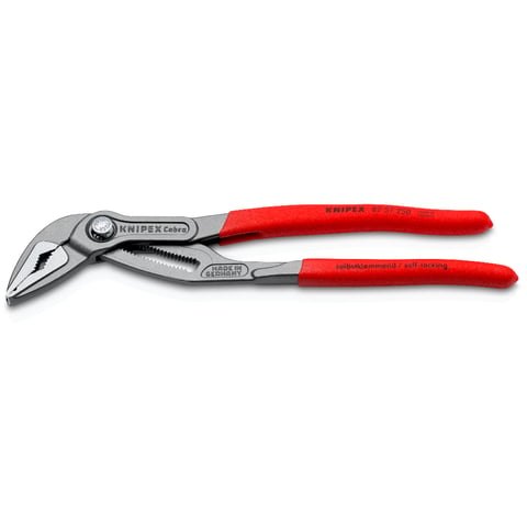 Knipex 87 51SB Cobra® ES Water Pump Pliers Extra-Slim With Non-Slip Plastic Coating Grey Atramentized Polished 250mm