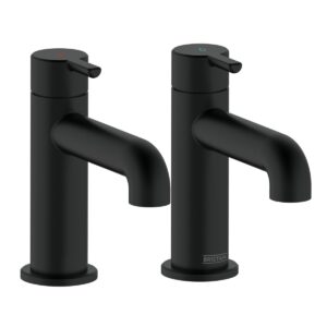 Bristan Al 1/2 Blk Altum Basin Pillar Taps Chrome