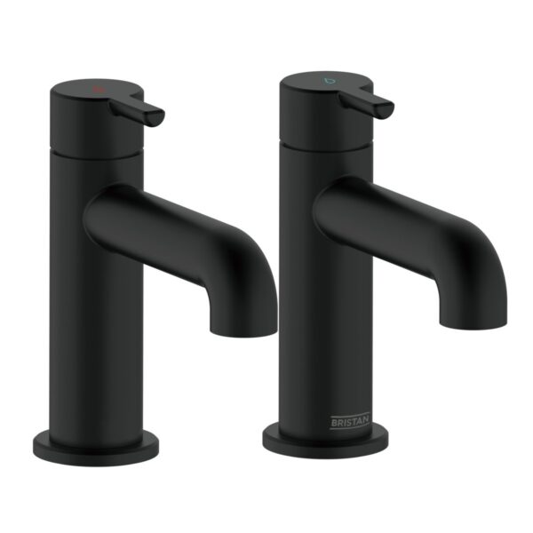 Bristan Al 1/2 Blk Altum Basin Pillar Taps Chrome