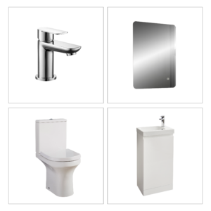 Highlife CON4F1C Connel White & Chrome Bathroom Suite Pack with Vanity Unit, WC, Mirror & Basin Tap
