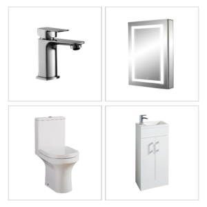 Highlife LOM4F1C Lomond 400mm White Bathroom Furniture Suite with LED Mirror & Chrome Tap Pack