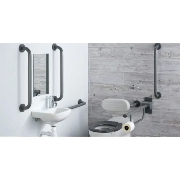 Ideal Standard S0685LJ Contour 21+ Doc M Back-to-Wall Pack Grey Rails (LEFT)
