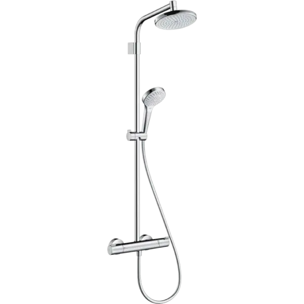 Hansgrohe 27368000 Croma 220 Showerpipe Chrome Thermostatic Shower System