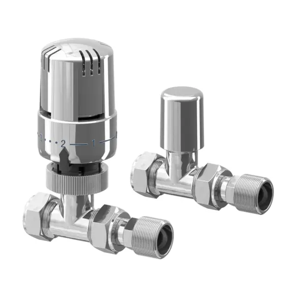 EPH SEMTRV15C 15mm Straight Chrome TRV & Lockshield Twin Pack