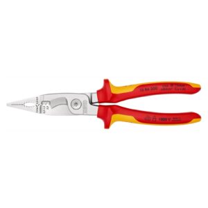 Knipex 13 86 200 SB Pliers For Electrical Installation Insulated With Multi-Component Grips, VDE-Tested Chrome-Plated Flat Jaws 200mm Ø 15mm / 50mm²