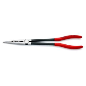 Knipex 28 71 280 SB Long Reach Needle Nose Pliers with Transverse Profiles Plastic Coated Black Atramentized Polished Half-Round Jaws 280mm