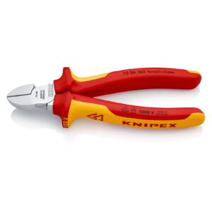 Knipex 70 06 160 SB Diagonal Cutter Insulated with Multi-Component Grips, VDE-Tested Chrome-Plated 160mm Cutting Edges with Bevel