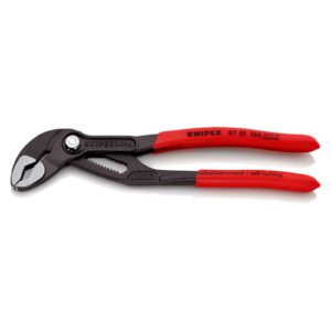 Knipex 87 01 180 SB Cobra® High-Tech Water Pump Pliers with Non-Slip Plastic Coating Grey Atramentized Polished 180mm