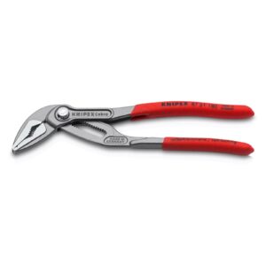 Knipex 87 51 180 SB Cobra® ES Water Pump Pliers Extra-Slim with Non-Slip Plastic Coating Grey Atramentized Polished 180mm