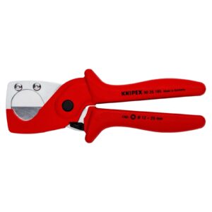 Knipex 90 25 185 Pipe Cutter For Plastic Composite Pipes Glass Fibre Reinforced Plastic Handles 185mm