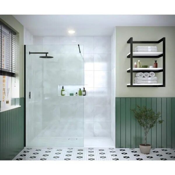 8WSV30MB 8MM WETROOM SWIVEL PANEL MATT BLACK 300MM (MERLYN 8mm Wetroom Panels)