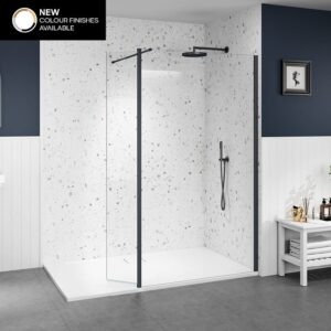 8W12BGM 8MM WETROOM BRUSHED GUN METAL 1200MM INC. BRACING BAR