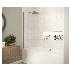 Merlyn MB14 800 x 1500mm Chrome Fixed Square Bath Screen