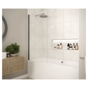 Merlyn MB14MB 800 x 1500 mm Matt Black Fixed Bath Screen