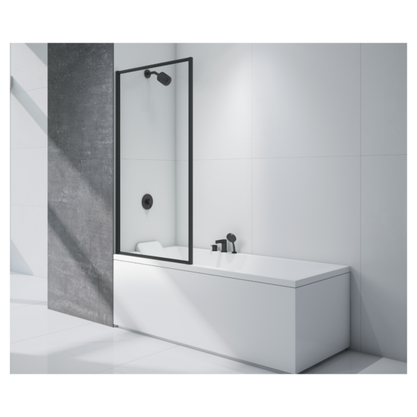 Merlyn MB14FMB 800 x 1500mm Matt Black Framed Bath Screen