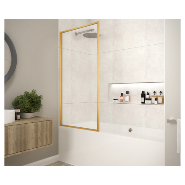 Merlyn MB14FBBZ 800 x 1500mm Framed Fixed Bathscreen Brushed Bronze