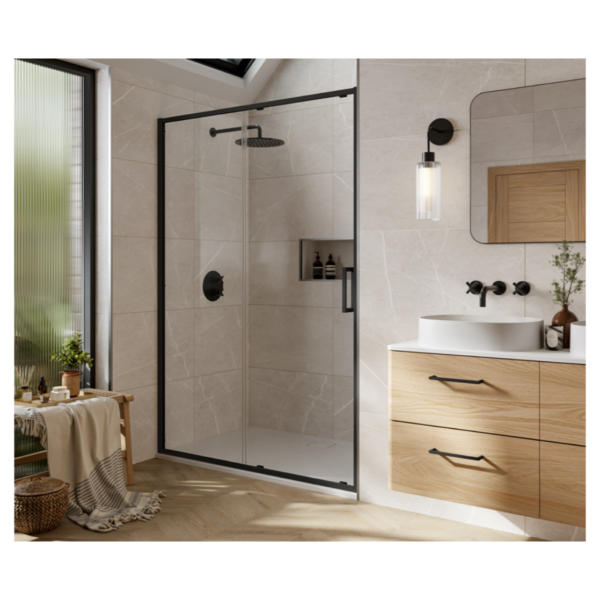 Merlyn AS11MB 1100 mm Arysto Sleek Matt Black Slider Door