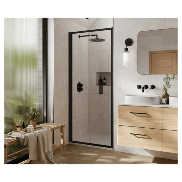 Merlyn AB80MB 800mm Arysto Sleek Matt Black Bifold Shower Door
