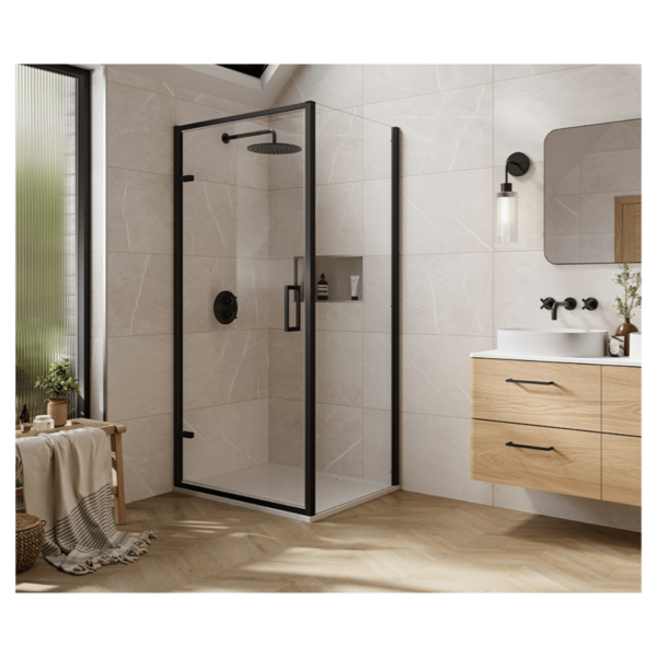 Merlyn AH80MB 800mm Arysto Sleek Matt Black Hinge Door