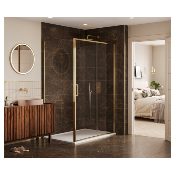 Merlyn AS10BBR Arysto Sleek 1000mm Brushed Brass Slider Door