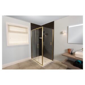 Merlyn AS11BBR 1100mm Arysto Sleek Slider Door Brushed Brass
