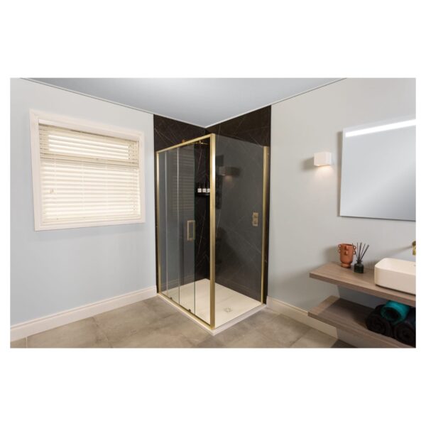 Merlyn AS11BBR 1100mm Arysto Sleek Slider Door Brushed Brass